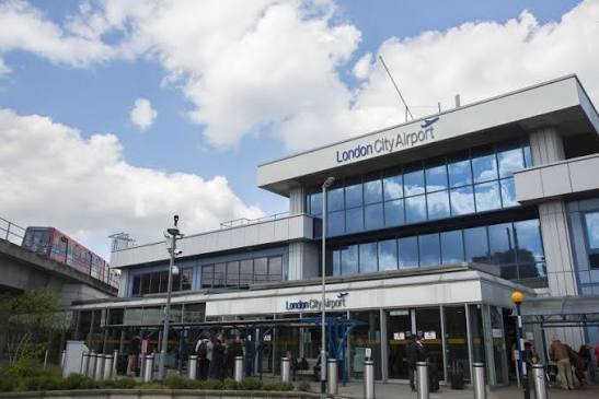 Aircraft and terminal area at London City Airport